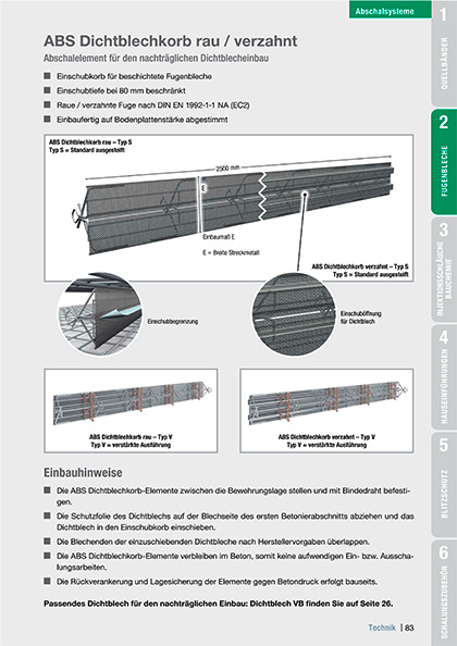 Mastertec ABS Dichtblech- Fugenbandkorb